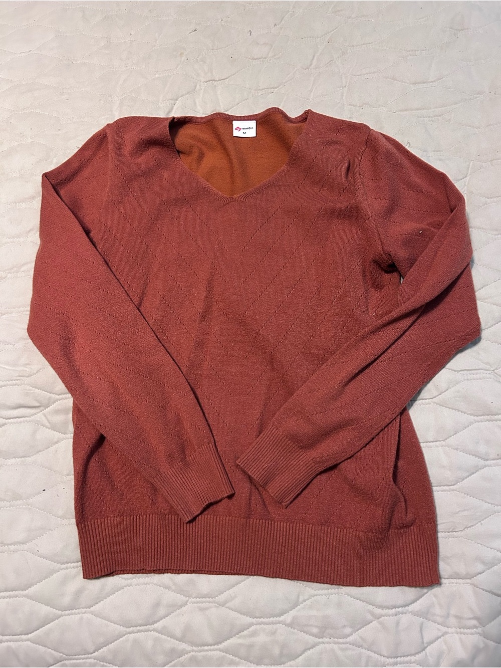 Women's V-Neck Sweater in Rust - Classic Knit